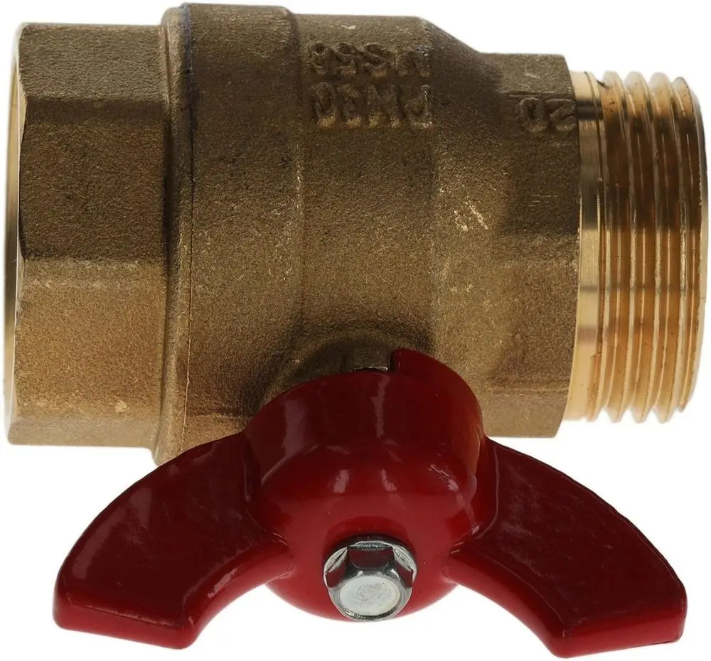 BOSCH Ventil mit einem rot lackierten Hebel und einem Gewindeanschluss. Das Gehäuse ist aus Messing gefertigt und zeigt die Produktbezeichnung und andere Nummern auf der Oberfläche.